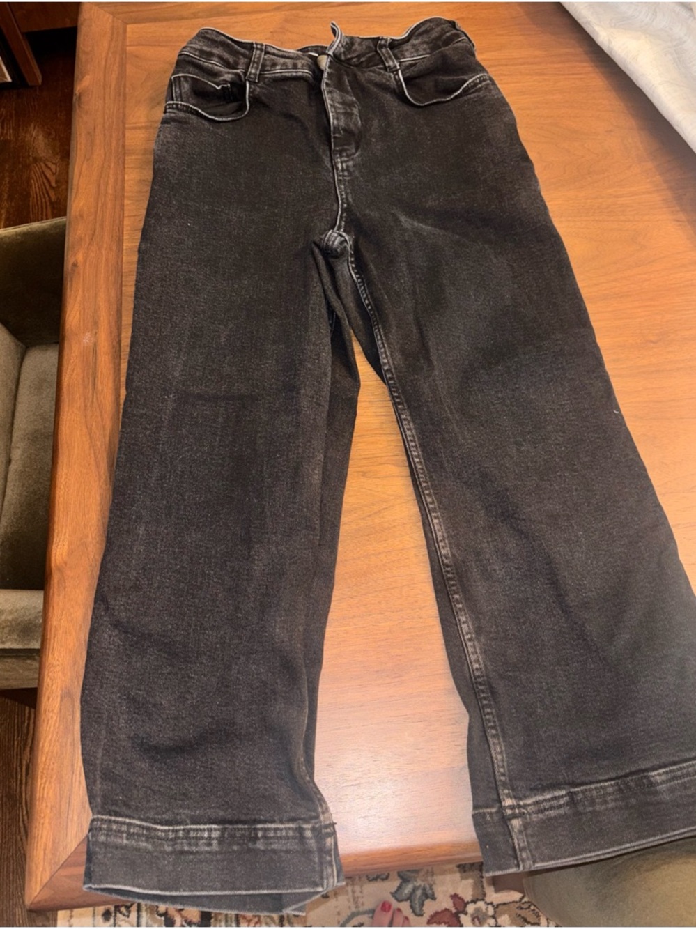 Anthropologie Washed Black Wide-Leg Jeans